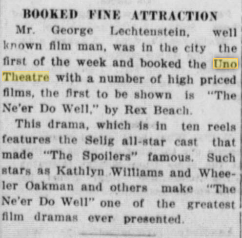 Uno Theatre - July 15 1916 (newer photo)
